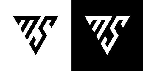 vector logo MS abstract combination of triangles - obrazy, fototapety, plakaty