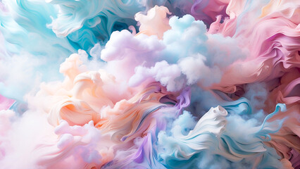 Fototapeta premium Abstract multicolored fluid smoke abstract surreal background. Creative wallpaper design. Trendy colors.