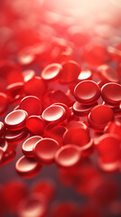 Artificial red blood cells. Model of red blood cell. Lab-grown erythrocytes