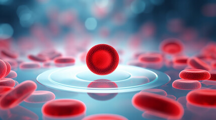 Artificial red blood cells. Model of red blood cell. Lab-grown erythrocytes