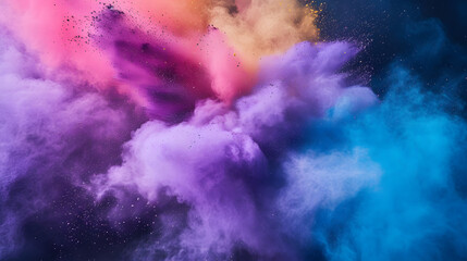 Explosive burst of colored powder, a vibrant celebration of Mardi Gras, captured in a dynamic freeze-frame