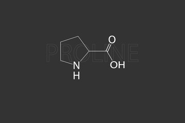 Proline molecular skeletal chemical formula.