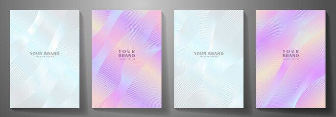Premium cover design set with lines and gradient. Luxury background cover design, invitation, poster, flyer, wedding card, luxe invite, prestigious voucher, catalog, brochure. Elegant covers. - obrazy, fototapety, plakaty