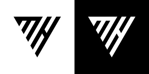 vector logo MH abstract combination of triangles - obrazy, fototapety, plakaty
