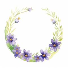 Fototapeta premium Watercolor flowers frame illustration for greeting card. Generative AI