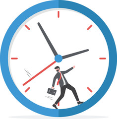 Race against time, hurry up to finish work within aggressive deadlines, time counting down, speed and efficiency to complete work concept, frustrated businessman running against timer counting down.

