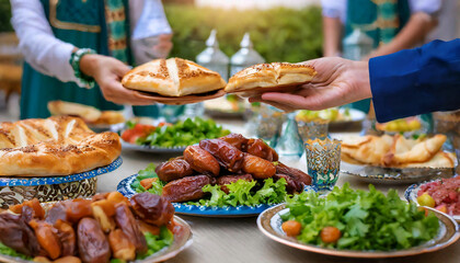 The dining table during Ramadan and the local dishes on the table. Ramadan concept