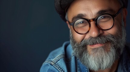 A man with a beard and mustache wearing glasses and a hat smiling at the camera.