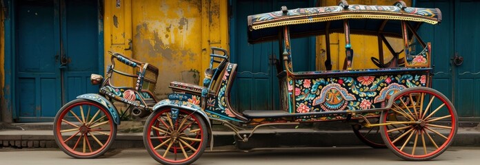 Bengali design on a rickshaw - obrazy, fototapety, plakaty