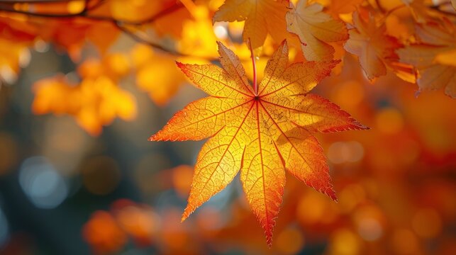 The Autumn Maple Leaf, Shades of Yellow and Light Yellow, Symbolizing Fall Foliage