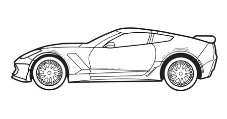 Sports car outline side view