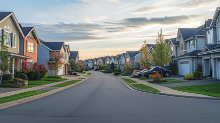 Street of suburban homes.