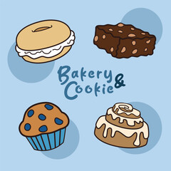 Set of Bakery and Cookie Vector Illustration. Good for Doodles and Other Graphic Assets