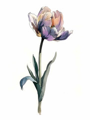 A beautiful watercolor illustration of a violet flower blooming. High-resolution