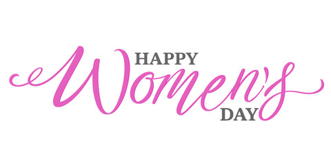 Happy Women's Day greeting card template with hand lettering . Vector illustration.