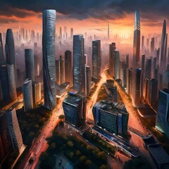 :Depict Guangzhou city in the year of 2044 --s 250 - - obrazy, fototapety, plakaty