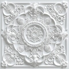 Modern frame background enhances the elegance of the Victorian-style white decorations on the 3D wallpaper for the ceiling and wall