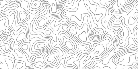 Fototapeta premium Abstract design with Seamless pattern with lines Topographic map. geographic mountain relief. Retro topographic map. geographic contour map paper texture. terrain path isolated on a white background.