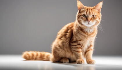 cute orange tabby cat, isolated white background, full body
