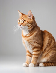 Obraz premium cute orange tabby cat, isolated white background, full body 