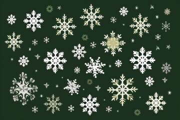 Olive christmas card with white snowflakes vector illustration 