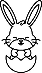 easter rabbit in egg line drawing