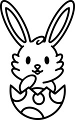 easter rabbit in egg line drawing