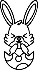 easter rabbit in egg line drawing