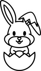 easter rabbit in egg line drawing