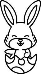 easter rabbit in egg line drawing