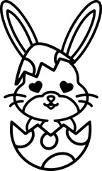 easter rabbit in egg line drawing