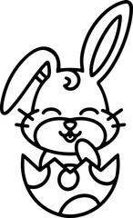easter rabbit in egg line drawing