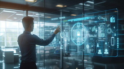 Futuristic Interface Interaction guy banking digital 