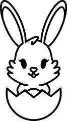 easter rabbit in egg line drawing