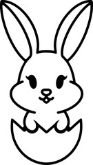 easter rabbit in egg line drawing