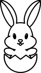easter rabbit in egg line drawing
