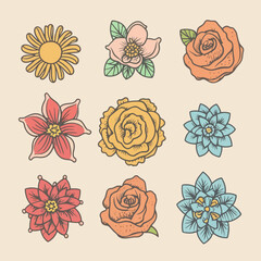 Flower Elements Vector, Flower icon collection - vector illustration