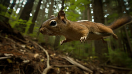 Naklejka na ściany i meble Agile leap of a North American flying squirrel