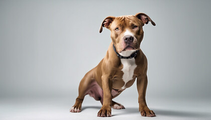 cute pitbull, isolated white background
