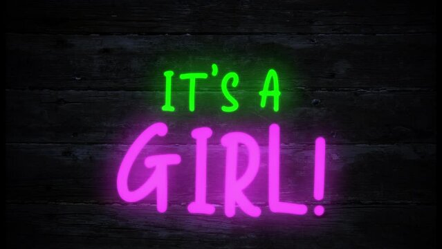 its a girl! baby gender reveal pink neon effect sign