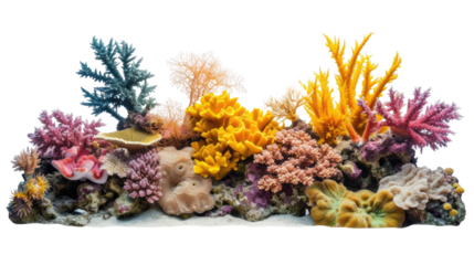 Colorful coral isolated on transparent background