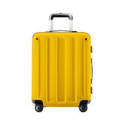 Travel stylish yellow suitcase isolated on transparent background