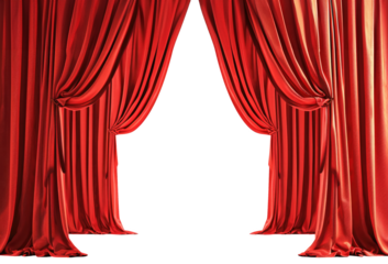 red curtains on transparent background