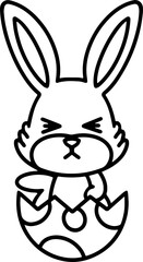 easter bunny in easter egg cute line drawing