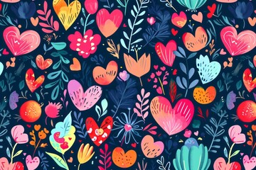Abstract colorful seamless holiday pattern for Valentine's Day decoration. Concept for wedding, love anniversary or Valentine's Day celebration