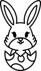Obraz premium easter bunny in easter egg cute line drawing