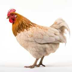 Fototapeta premium Colorful rooster in profile against a white backdrop