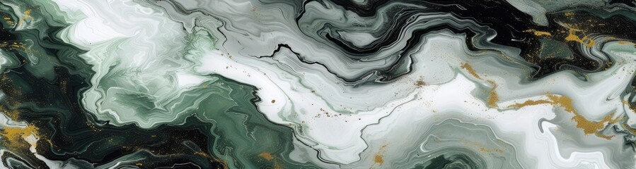 Cloudy Marble Pattern in Black, White, Green, and Olive Tones