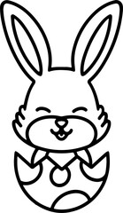 Obraz premium easter bunny in easter egg cute line drawing