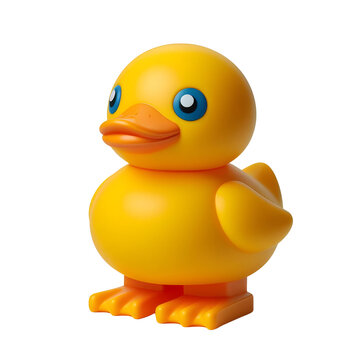 Plastic toy figure duck isolated on transparent background